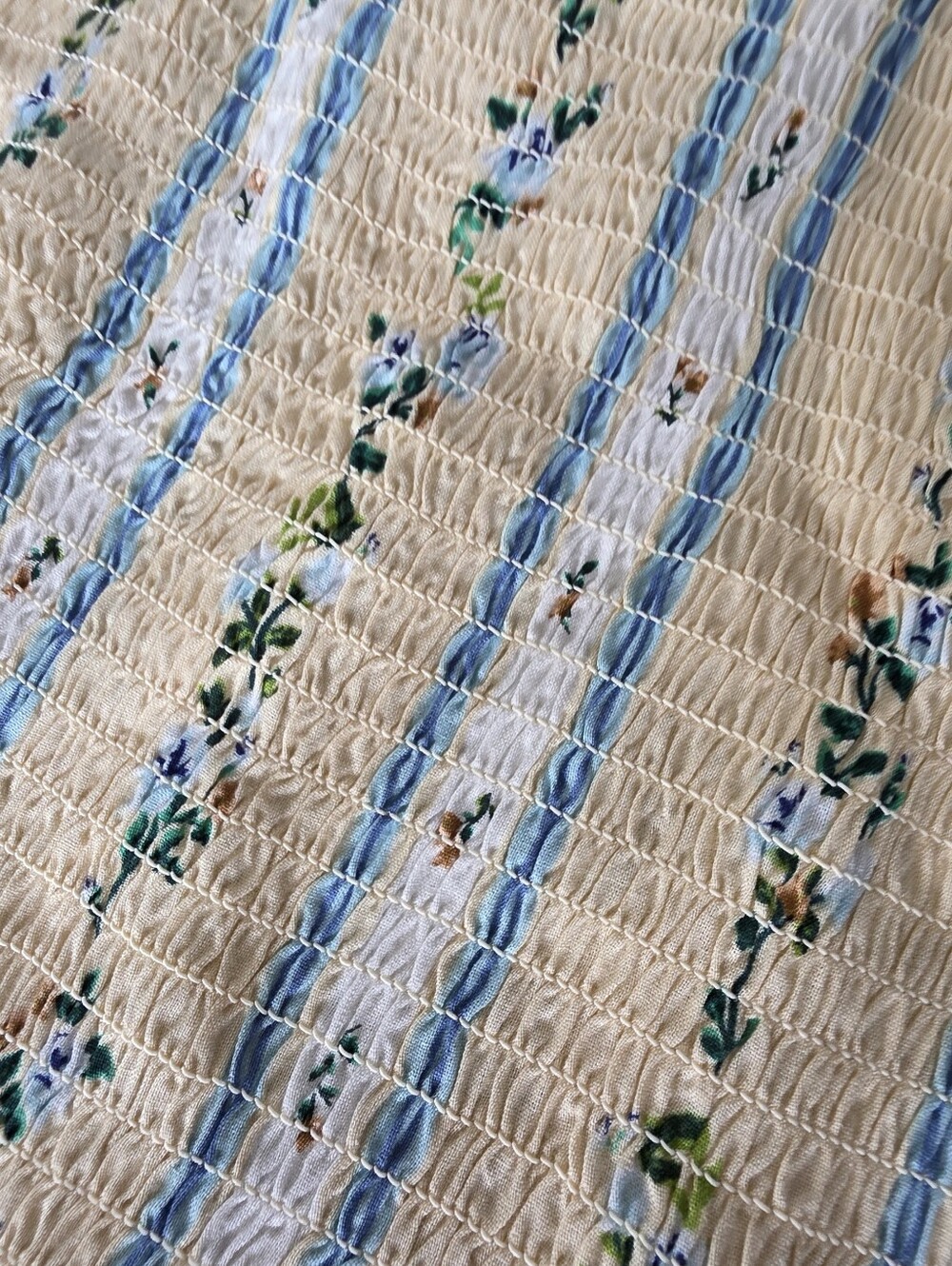 Patrons of Peace ($128) Smocked Floral Stripe Midi Dress Boho Cottagecore NWT - Picture 4 of 8